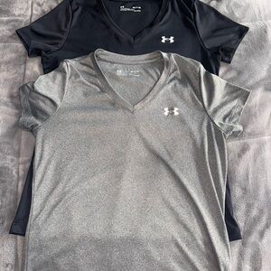 Under Armour Black and Gray V-Neck Tees